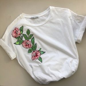Zara oversized floral sequin/stone tee. Worn once!